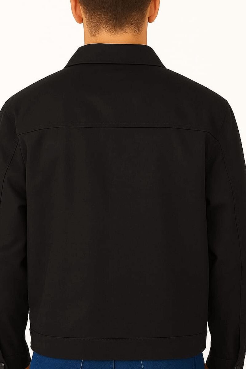 Uzun Kollu Pamuk Karışımlı Yandan Cepli İç Cepli Fermuarlı Polo Yakalı Mevsimlik Mont 94089 SİYAH