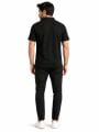 Erkek Waffle Polo Yaka Tişört 21-1521 SİYAH SİYAH - XL