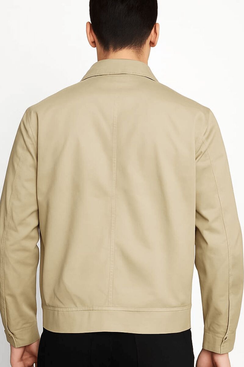 Uzun Kollu Yandan Cepli Fermuarlı Pamuk Karışımlı Mevsimlik Ceket 94089 BEJ