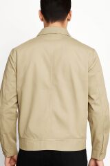 Uzun Kollu Yandan Cepli Fermuarlı Pamuk Karışımlı Mevsimlik Ceket 94089 BEJ