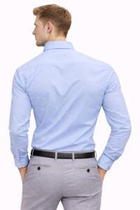 Çift cep kapaklı Uzun Kollu Erkek Gömlek 96134 MAVİ MAVİ - M