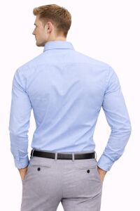 Çift cep kapaklı Uzun Kollu Erkek Gömlek 96134 MAVİ MAVİ - XL