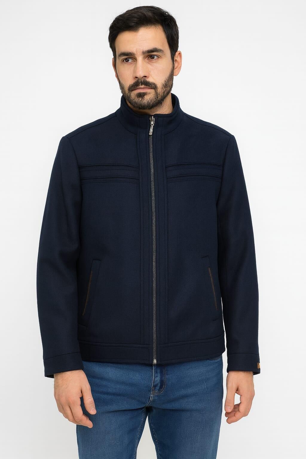 Erkek Uzun Kollu Yandan Cepli Şık ve Rahat  Kısa Ceket Kaşe Kaban  Pamuklu Renkli Astarlı 716