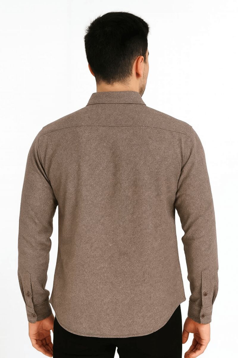 Tek Cep Detaylı Uzun Kollu Düğme Kapamalı Şık Kombinlere Uygun Erkek Gömlek KAHVERENGİ