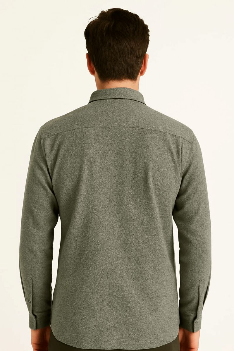 Tek Cepli Detaylı Klasik Yakalı Uzun Kollu Şık Tasarımlı Erkek Gömlek 96159 HAKİ