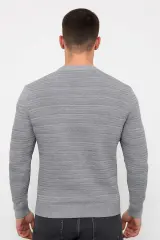 Uzu  Kollu Pamuk Karışımlı  Rahat ve Sıcak Tutan Kumaşlı Regulear Kesim Bisiklet Yakalı Erkek Triko Kazak 5121