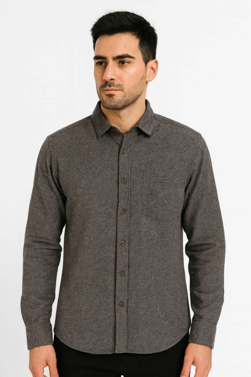 Tek Cepli Uzun Kollu Klasik Yaka Düğme Kapamalı Erkek Şık Gömlek  96159 ANTRASİT