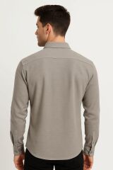 Erkek Uzun Kollu Gömlek Pamuk Karışımlı Düğmeli Regular Fit Kalın Kumaş Rahat Şık Günlük Gömlek 96102 FUŞYA