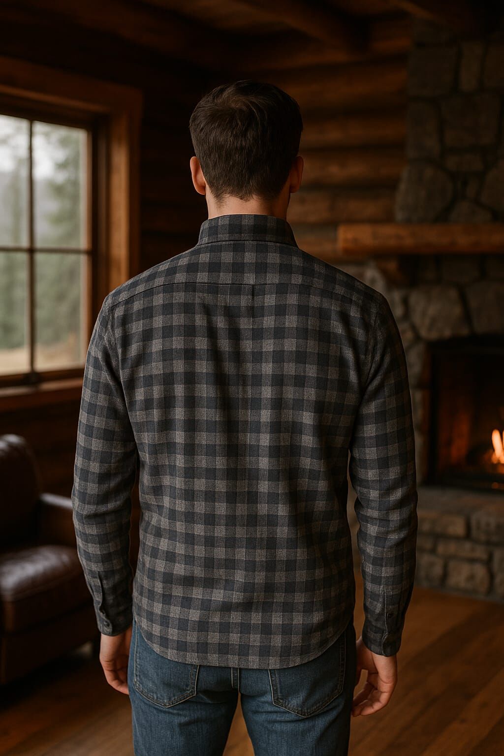 96160 Fbı Çizgili Oduncu Düğme Kapamalı Klasik Yaka Erkek Günlük Gömlek LACİVERT