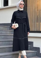 Bayan Uzun Fermuarlı Kuşaklı Yazlık Rahat Trenç 7642