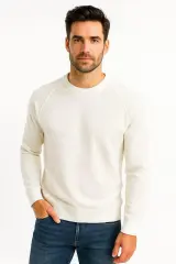 Uzun Kollu Bisiklet Yakalı  Sıcak Ve Rahat Viscon Karışımlı Erkek Triko Kazak