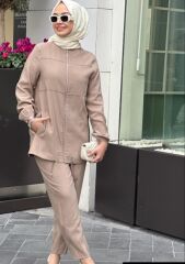 Önden Fermuarlı Pantolon Bayan Spor Takım 8172