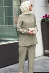 Önden Fermuarlı Pantolon Bayan Spor Takım 8172