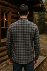 96160 Fbı Çizgili Oduncu Düğme Kapamalı Klasik Yaka Erkek Günlük Gömlek SİYAH