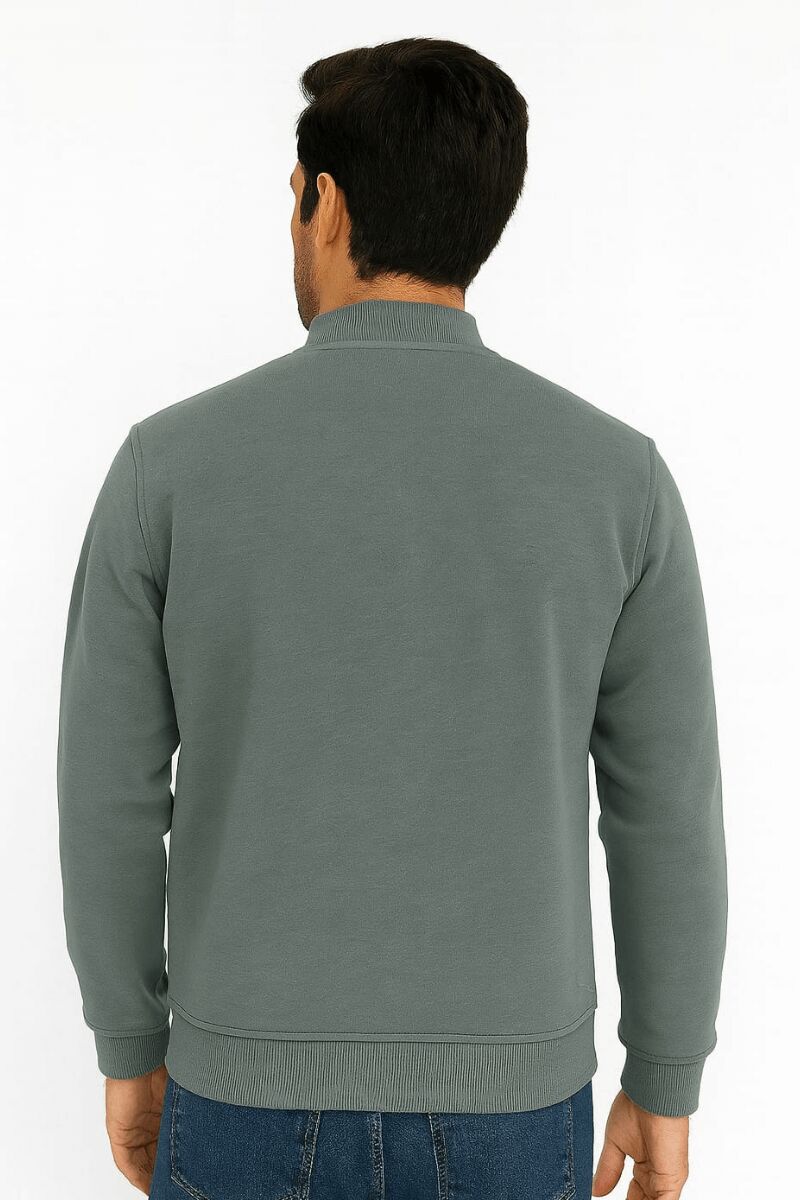 Erkek Fermuarlı Hırka Uzun Kollu Cepli Pamuk Karışımlı Kalın Sıcak Tutan Rahat Günlük Hırka 626 KREM