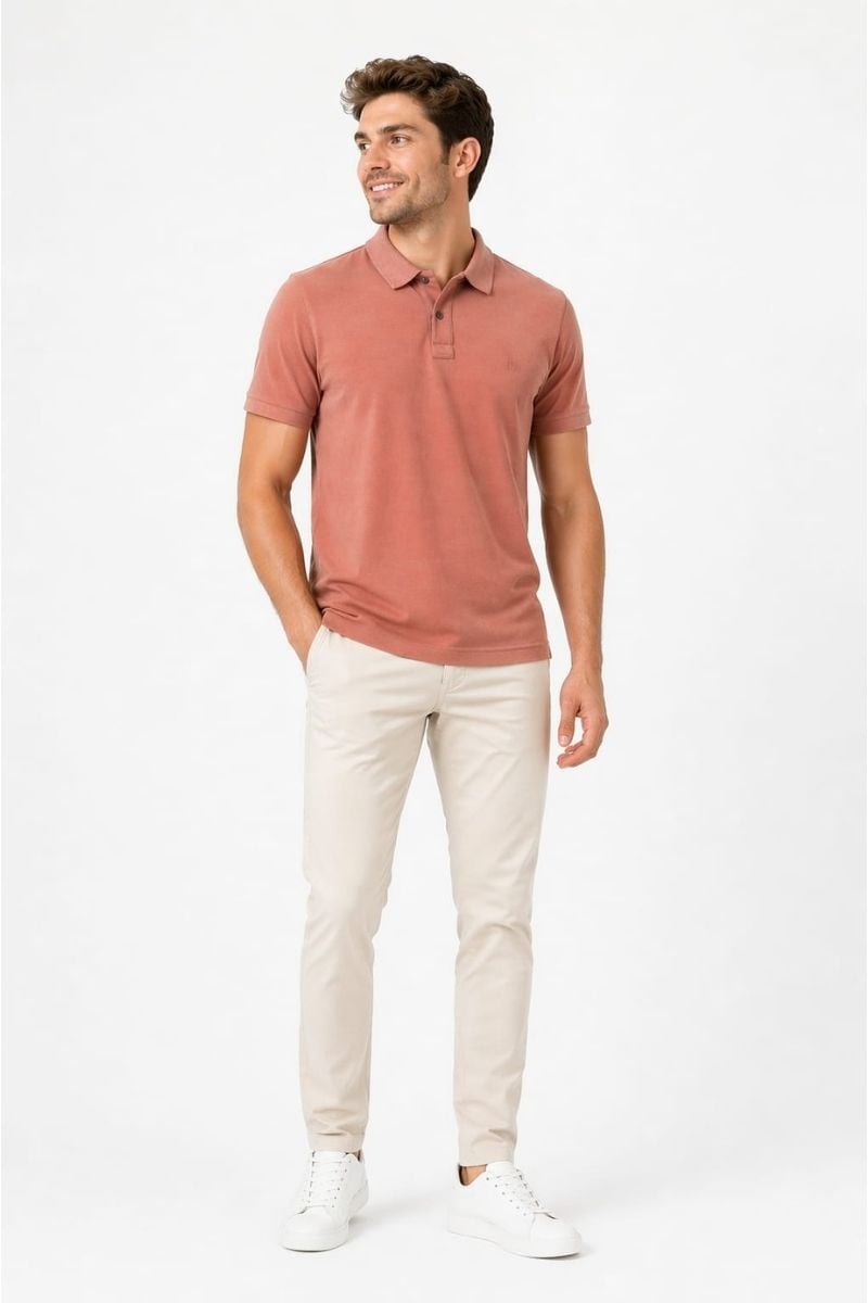 Erkek Polo Yaka Göğüs Baskılı Cupra Tişört 23-10454 KİREMİT