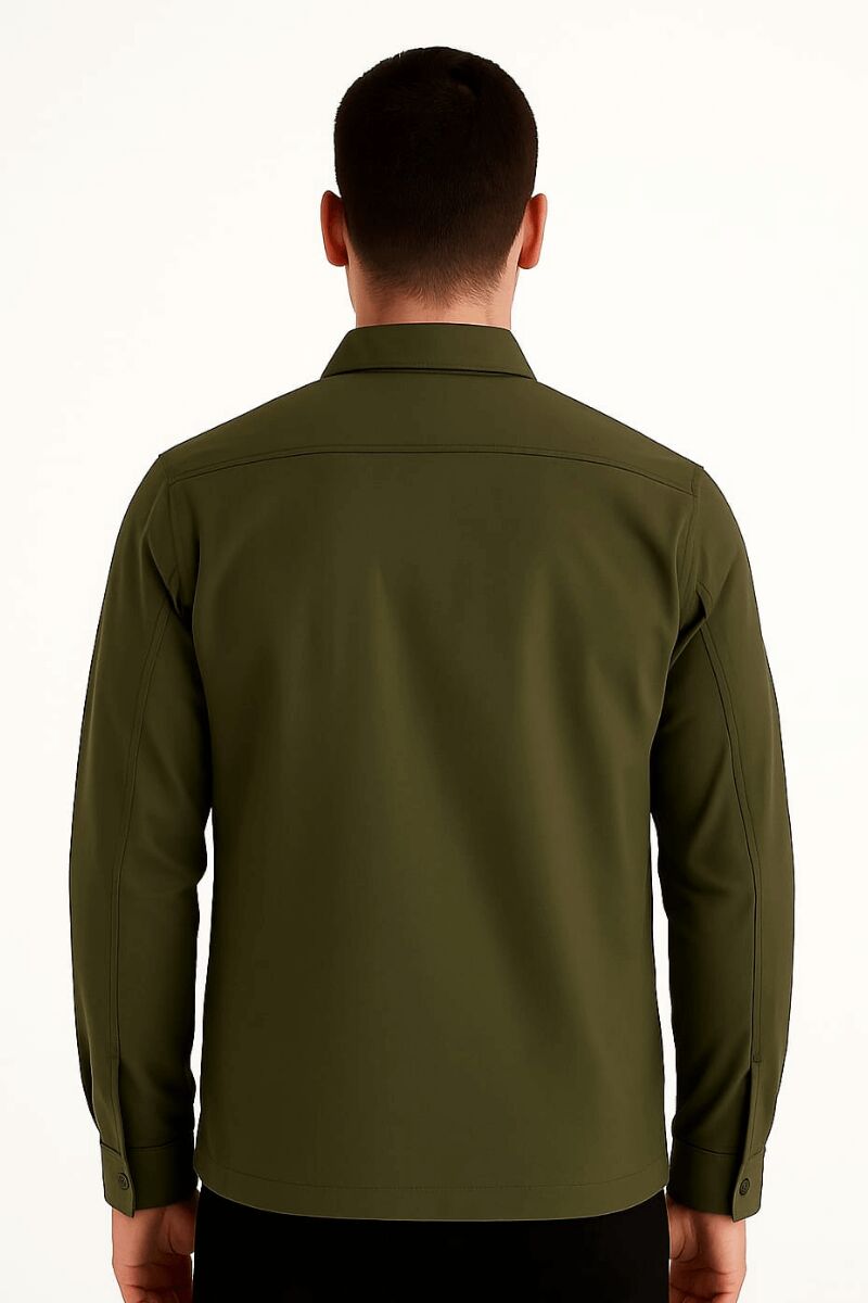 Erkek Uzun Kollu Su İticili Düğeme Kapamlalı Yandan Fermuar Cepli ve Düğme Cepli Poliester Karışımlı Ceket 96163 HAKİ