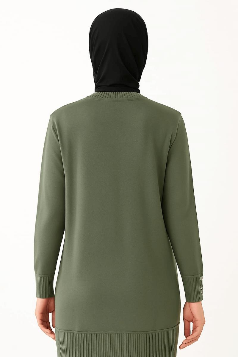 Anne Uzun Kollu Düğme Detaylı Tunik