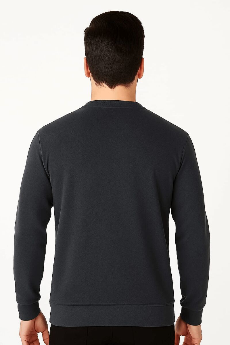 Erkek Baskılı Sweatshirt Bisiklet Yaka Uzun Kollu Dışı Polar Pamuk Karışımlı Regular Fit Kalın Sıcak Tutan Sweat 673 LACİVERT