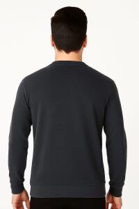 Erkek Baskılı Sweatshirt Bisiklet Yaka Uzun Kollu Dışı Polar Pamuk Karışımlı Regular Kesim 673 LACİVERT LACİVERT - M