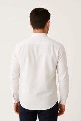 Uzun Kollu Kılasik Yaka Düğmeli Pamuk Regulear Kesim Rahat Erkek Düz Gömlek 96133 BEYAZ
