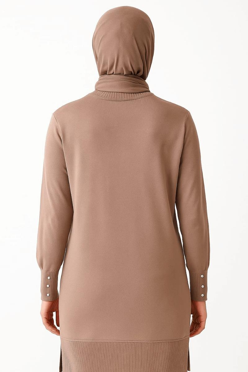 Anne Uzun Kollu  Küçük Taş Desenli Tunik B05959