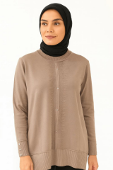 Anne Uzun Kollu  Küçük Taş Desenli Tunik B05959