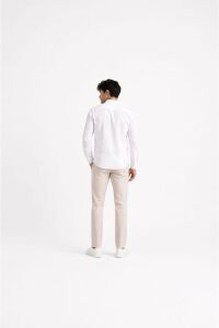 Erkek Gömlek Yazlık Slim Fit % 100 Pamuk   12-8280 BEYAZ
