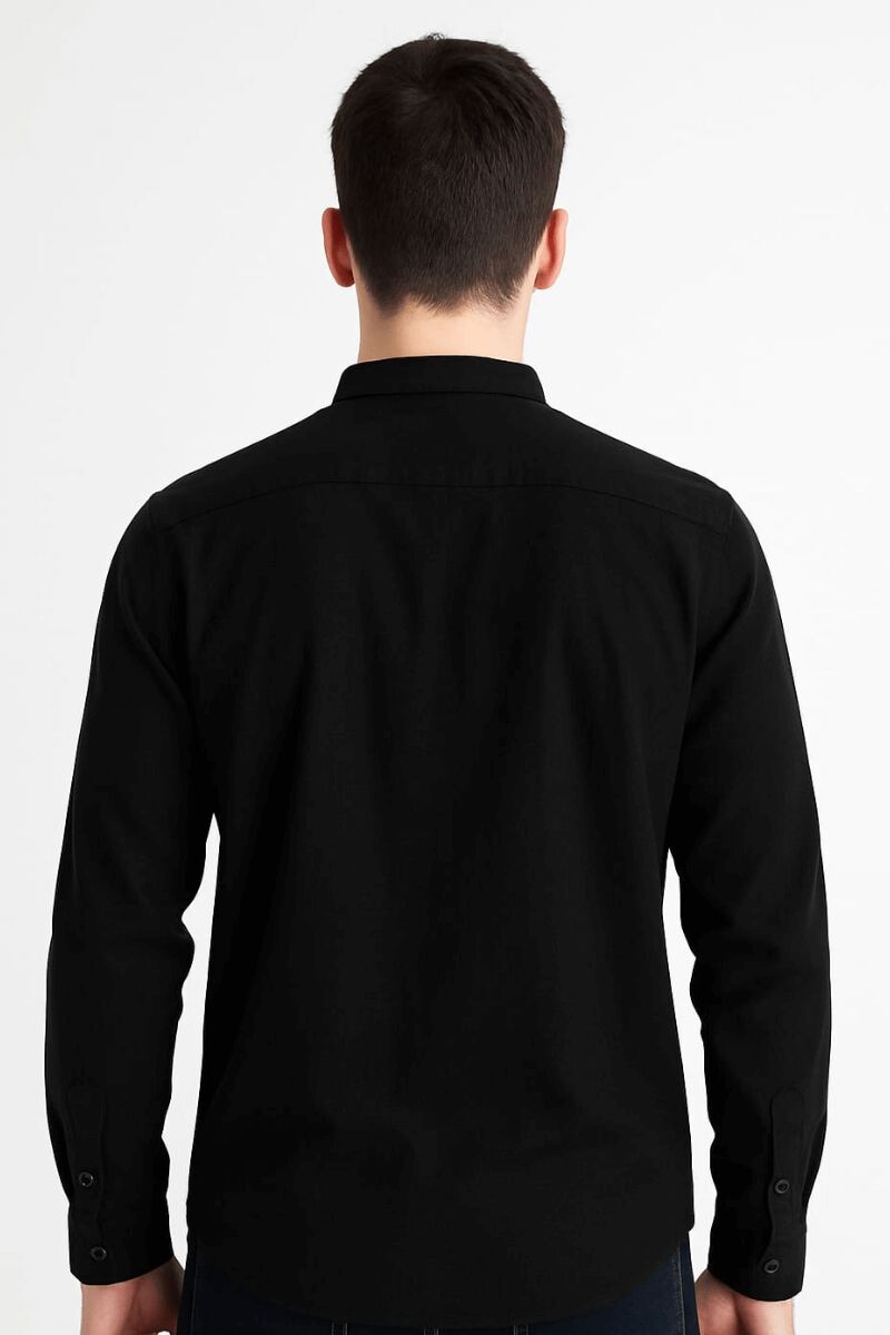 Uzun Kollu Kılasik Yaka Düğmeli Pamuk Regulear Kesim Rahat Erkek Düz Gömlek 96133 SİYAH
