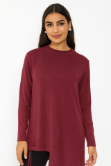 Uzun Kollu Asimetrik Tunik Boncuk ve İp Detaylı