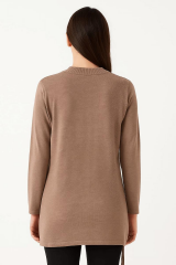 Uzun Kollu Asimetrik Tunik Boncuk ve İp Detaylı