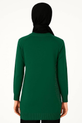 Uzun Kollu Asimetrik Tunik Boncuk ve İp Detaylı