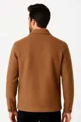 Uzun Kollu Fermuarlı Gömlek  Yakalı Sıcak Ve Rahat Erkek Kaşe Mont 983