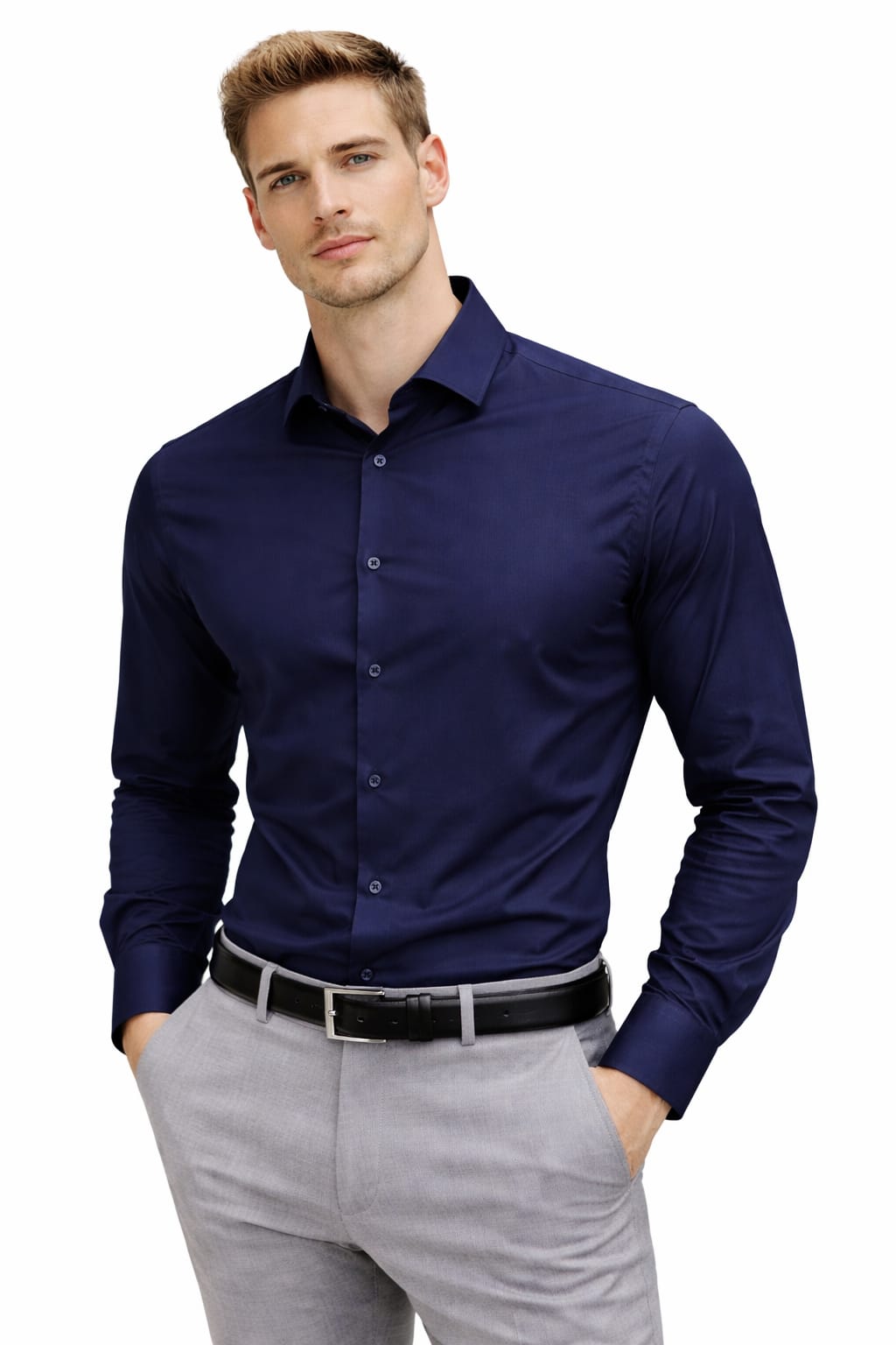 Uzun Kollu Müslin Yaka Casual  Erkek Gömlek 9136 LACİVERT LACİVERT - S