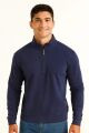 Selanik Örgü Pamuk Karışımlı Fermuarlı Regular Kesim Erkek Dik Yaka Sweatshirt İNDİGO
