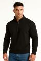 Selanik Örgü Pamuk Karışımlı Fermuarlı Regular Kesim Erkek Dik Yaka Sweatshirt SİYAH SİYAH - XXL