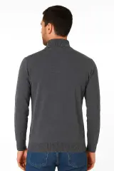 Uzun Kollu Yarım Balıkçı Yaka Pamuk Karışımlı  Düz Rahat ve Sıcak Tutan Kumaş Erkek Yarım Boğazlı Kazak 93041