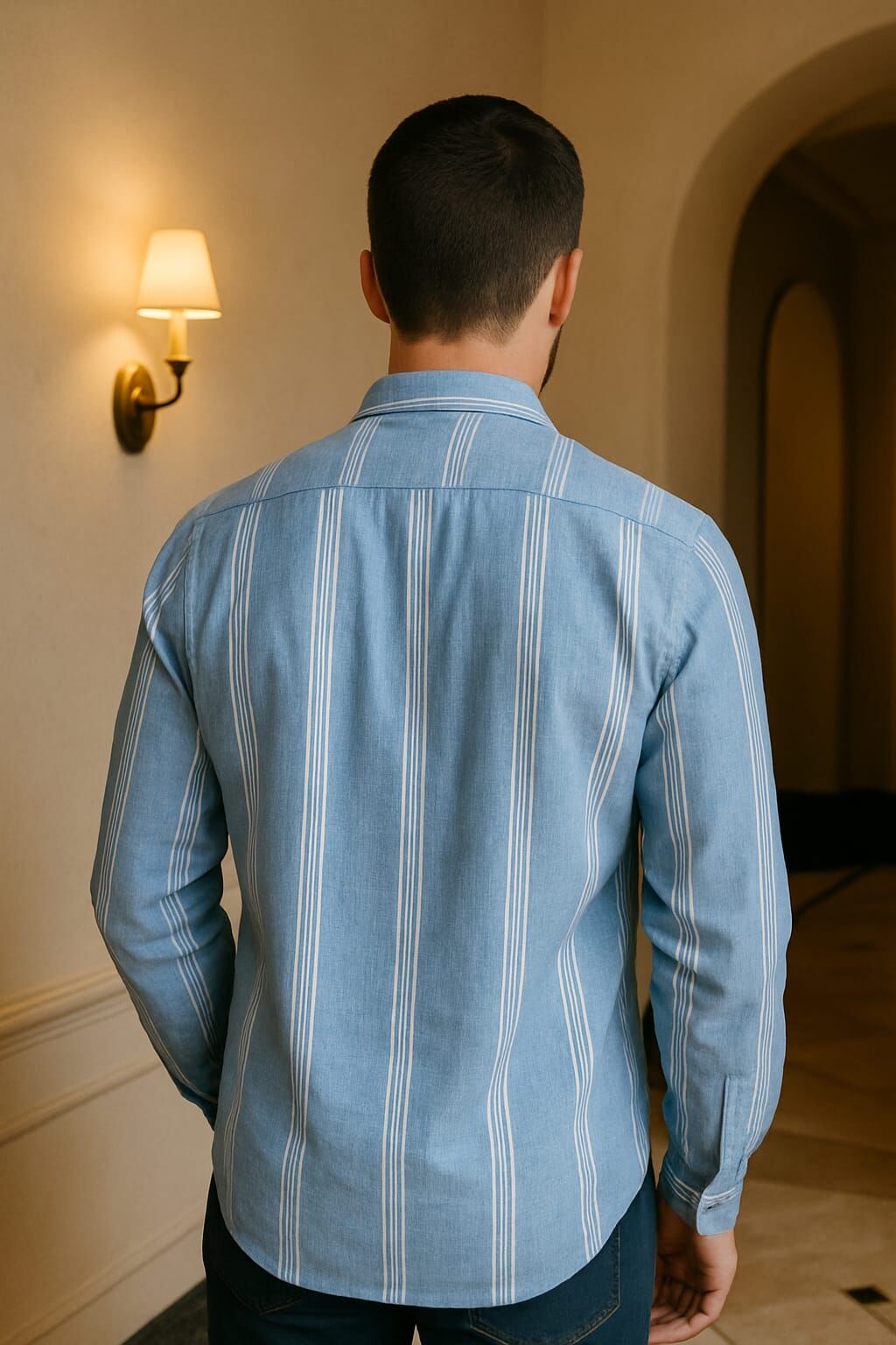 96139 Erkek Gömlek – Yumuşak Pamuk Kumaş – Uzun Kollu Çizgi Detaylı – Günlük ve Ofis Kullanımı İçin – Şık ve Rahat Tasarım İNDİGO