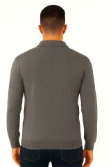 Erkek Triko Kazak Uzun Kollu Viskon Karışımlı Üçgen Baskılı Sıcak Tutan Rahat Şık Günlük Kazak 412 ANTRASİT