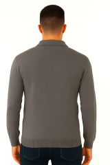 Uzun Kollu Viscon Karışımlı Üçgen Baskılı Sıcak Kumaşlı Erkek Triko Kazak 412