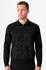 Uzun Kollu Viscon Karışımlı Üçgen Baskılı Sıcak Kumaşlı Erkek Triko Kazak 412