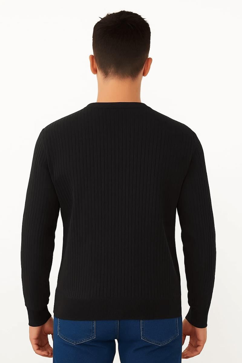 Uzun Kollu Bisiklet Yakalı Pamuk Karışımlı Çizgi Detaylı Sıcaklığıyla Ön Plana Giren Erkek Sweatshirt 95090