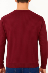 Uzun Kollu Bisiklet Yakalı Pamuk Karışımlı Çizgi Detaylı Sıcaklığıyla Ön Plana Giren Erkek Sweatshirt 95090