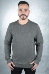 Uzun Kollu Bisiklet Yakalı Pamuk Karışımlı Çizgi Detaylı Sıcaklığıyla Ön Plana Giren Erkek Sweatshirt 95090