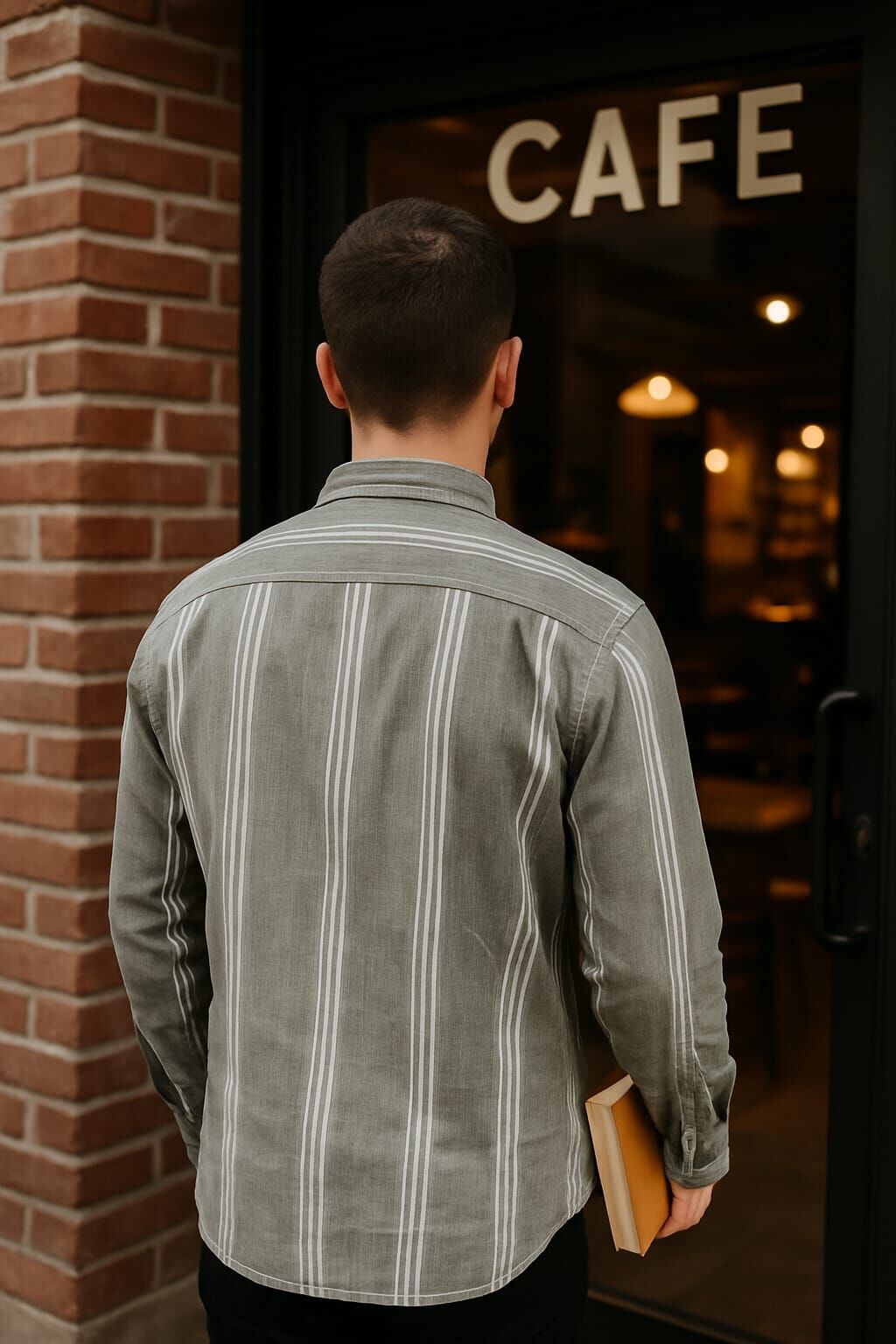 96139 Erkek Gömlek – Yumuşak Pamuk Kumaş – Uzun Kollu Çizgi Detaylı – Günlük ve Ofis Kullanımı İçin – Şık ve Rahat Tasarım HAKİ