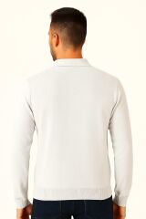 Erkek Triko Kazak Uzun Kollu Viskon Karışımlı Üçgen Baskılı Sıcak Tutan Rahat Şık Günlük Kazak 412 EKRU