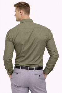 Keten Klasik Yakalı Regular Uzun kollu Casual Erkek Gömlek 61 HAKİ