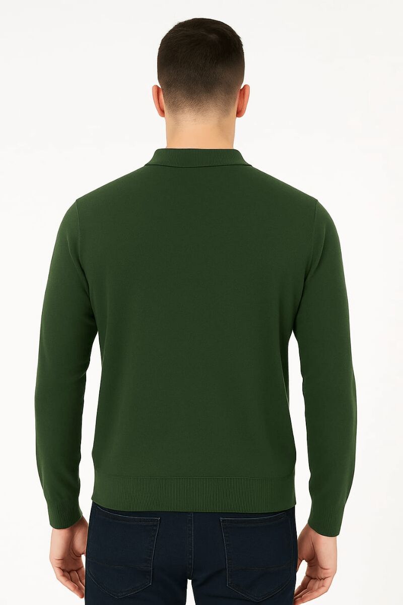 Erkek Triko Kazak Uzun Kollu Viskon Karışımlı Üçgen Baskılı Sıcak Tutan Rahat Şık Günlük Kazak 412 HAKİ