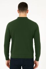 Erkek Triko Kazak Uzun Kollu Viskon Karışımlı Üçgen Baskılı Sıcak Tutan Rahat Şık Günlük Kazak 412 HAKİ