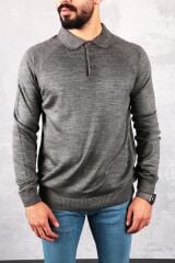 Uzun Kollu Polo Yakalı Yarım Düğmeli Rahat Akrilik Kumaşlı Erkek Kazak 93089